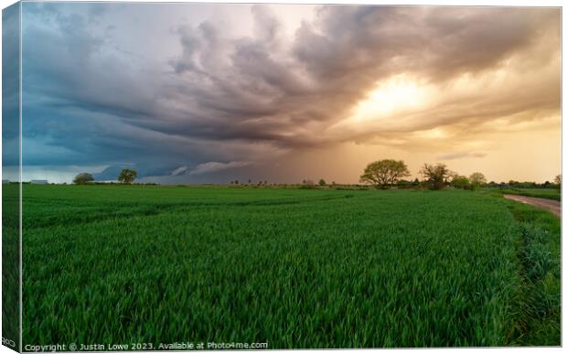 field at sunset Bardwell Canvas Print by Justin Lowe