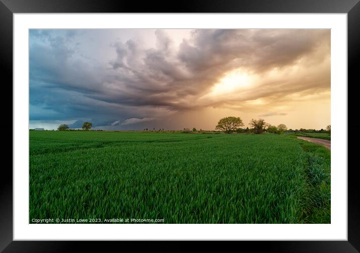 field at sunset Bardwell Framed Mounted Print by Justin Lowe