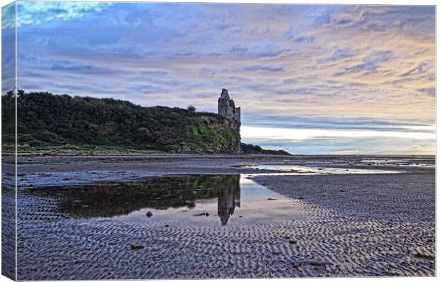 Greenan Castle and reflection, Ayr Canvas Print by Allan Durward Photography