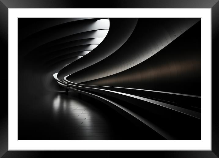 Abstract Noir Captivating black and white patterns - abstract ba Framed Mounted Print by Erik Lattwein