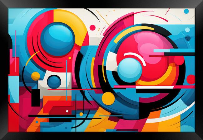 Bold Retro Revival Abstract art with bold colors - abstract back Framed Print by Erik Lattwein