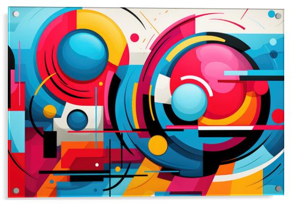 Bold Retro Revival Abstract art with bold colors - abstract back Acrylic by Erik Lattwein