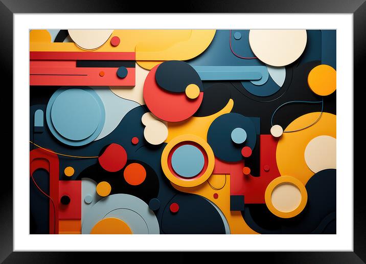 Bold Retro Revival Abstract art with bold colors - abstract back Framed Mounted Print by Erik Lattwein