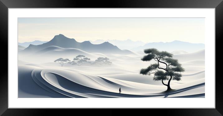 BW Abstract Landscape Abstract background - abstract background  Framed Mounted Print by Erik Lattwein