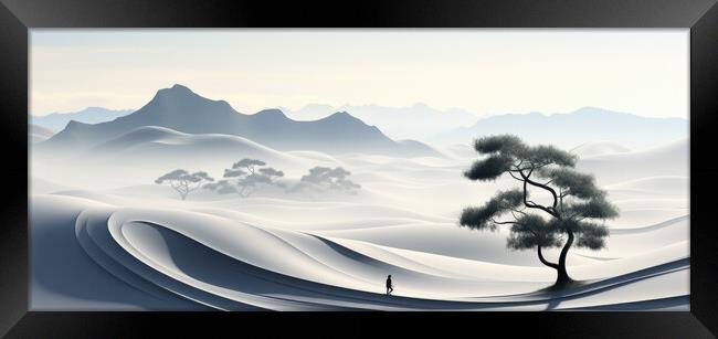 BW Abstract Landscape Abstract background - abstract background  Framed Print by Erik Lattwein
