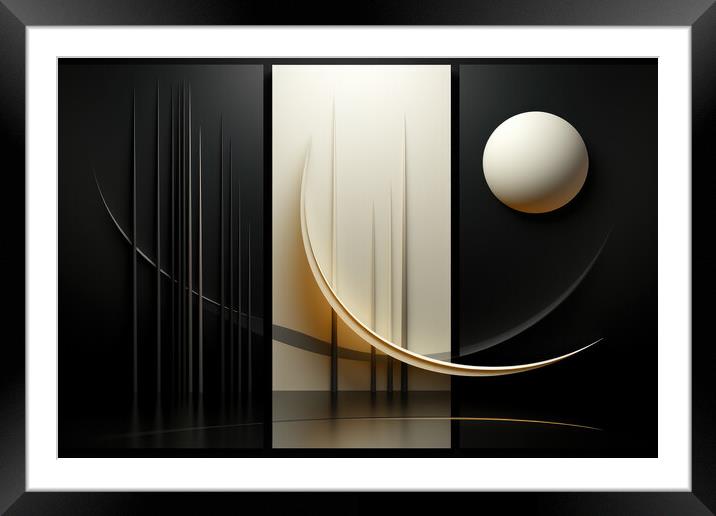 BW Ethereal Balance Minimalistic abstract patterns - abstract ba Framed Mounted Print by Erik Lattwein