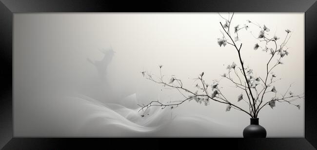 BW Ethereal Harmony Harmony of elements - abstract background co Framed Print by Erik Lattwein