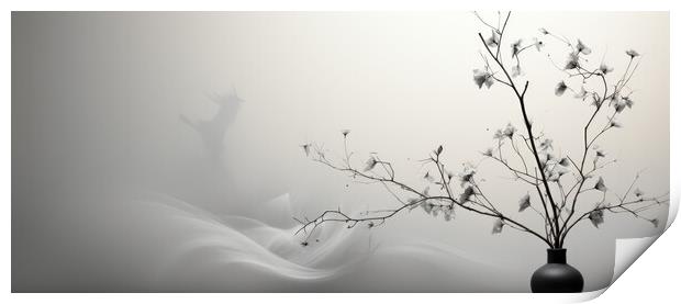 BW Ethereal Harmony Harmony of elements - abstract background co Print by Erik Lattwein
