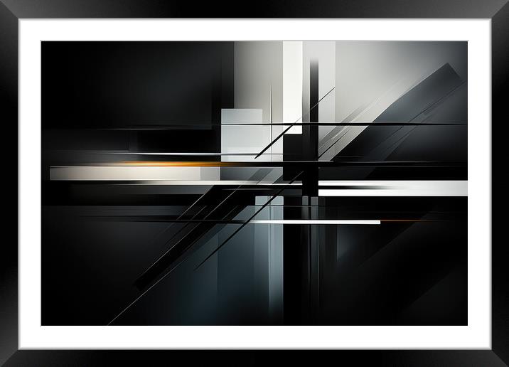 BW Harmony Abstract patterns - abstract background composition Framed Mounted Print by Erik Lattwein
