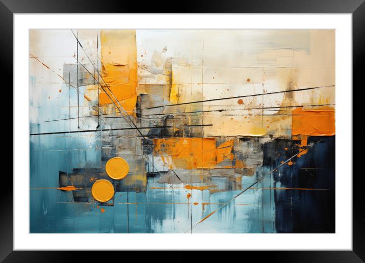 Contemporary Mixed Media Collage of textures and color - abstrac Framed Mounted Print by Erik Lattwein