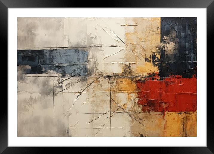 Contemporary Mixed Media Collage of textures and color - abstrac Framed Mounted Print by Erik Lattwein