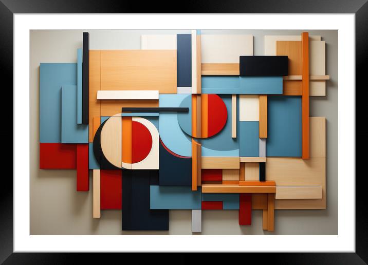 Cubist Inspiration Cubism-inspired abstract composition - abstra Framed Mounted Print by Erik Lattwein