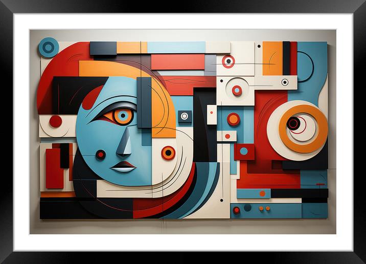 Cubist Inspiration Cubism-inspired abstract composition - abstra Framed Mounted Print by Erik Lattwein