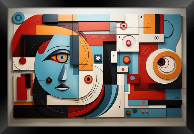 Cubist Inspiration Cubism-inspired abstract composition - abstra Framed Print by Erik Lattwein