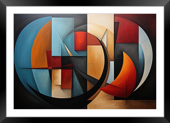 Cubist Inspirations Abstract composition - abstract background c Framed Mounted Print by Erik Lattwein