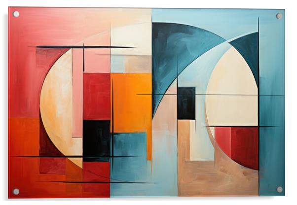 Cubist Inspirations Abstract composition - abstract background c Acrylic by Erik Lattwein