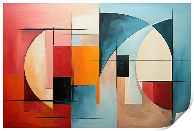 Cubist Inspirations Abstract composition - abstract background c Print by Erik Lattwein