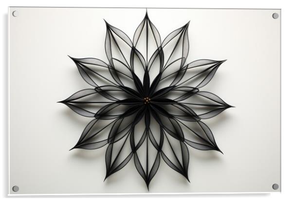 Delicate BW Symmetry Minimalist symmetrical designs - abstract b Acrylic by Erik Lattwein
