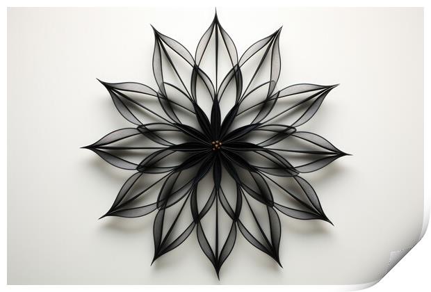 Delicate BW Symmetry Minimalist symmetrical designs - abstract b Print by Erik Lattwein