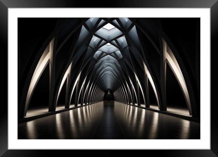 Delicate BW Symmetry Minimalist symmetrical designs - abstract b Framed Mounted Print by Erik Lattwein