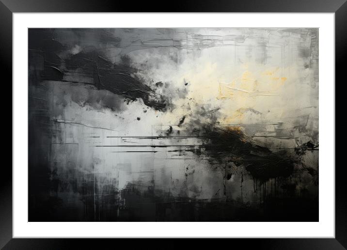 Dynamic BW Textures Minimalistic abstract - abstract background  Framed Mounted Print by Erik Lattwein