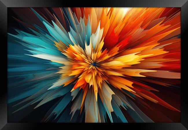 Dynamic Energy Burst Abstract composition - abstract background  Framed Print by Erik Lattwein