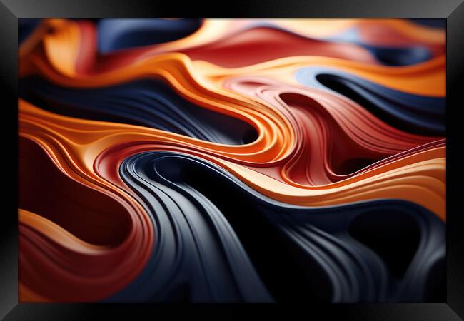 Dynamic Organic Flow Fluid abstract patterns  - abstract backgro Framed Print by Erik Lattwein