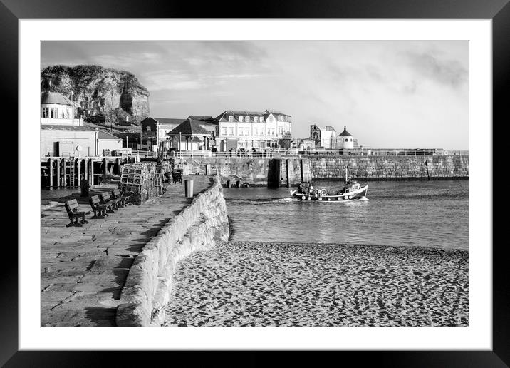 Whitby Fishing Boat Black and White Framed Mounted Print by Tim Hill