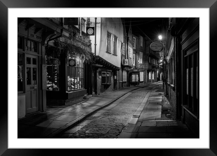 The Shambles, York at night Framed Mounted Print by Paul Cayton