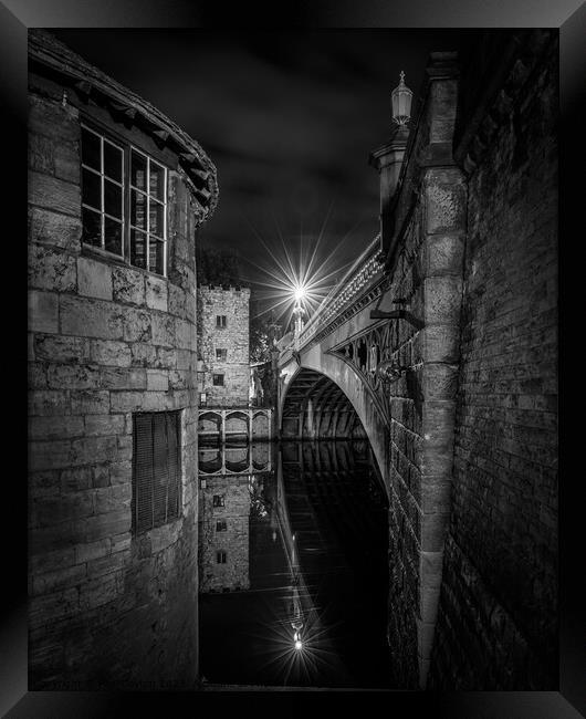 Lendal Bridge, York, at night Framed Print by Paul Cayton
