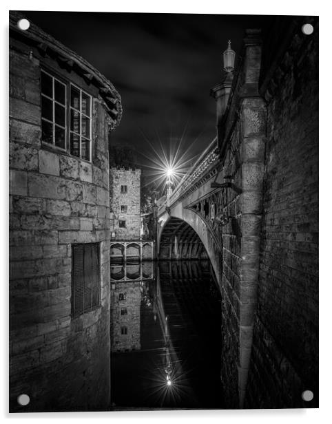 Lendal Bridge, York, at night Acrylic by Paul Cayton