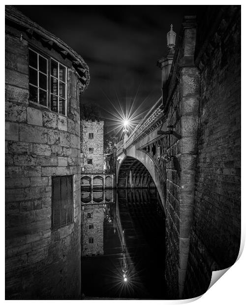 Lendal Bridge, York, at night Print by Paul Cayton