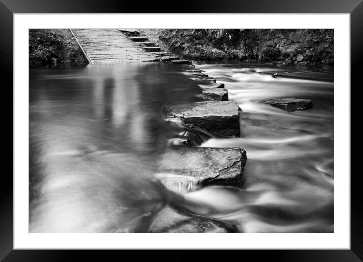 Rivelin Valley Stepping Stones Framed Mounted Print by Steve Smith