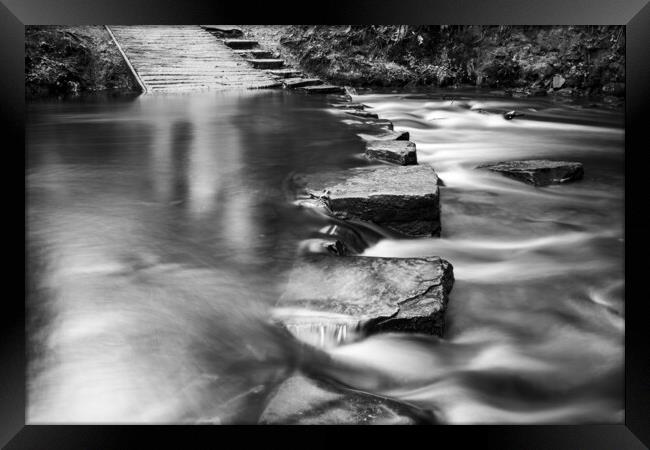 Rivelin Valley Stepping Stones Framed Print by Steve Smith