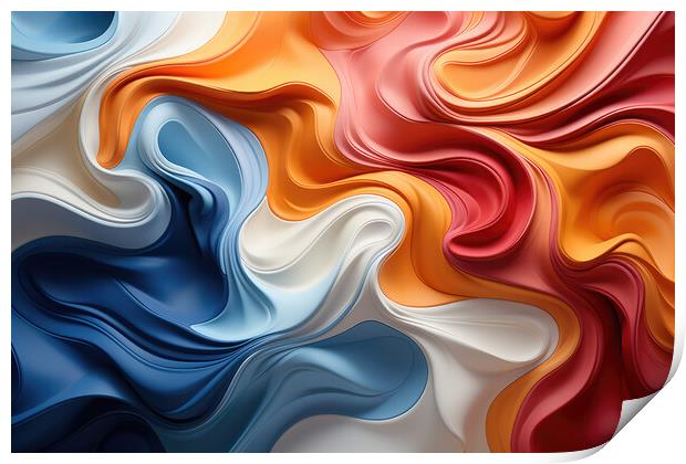 Dynamic Organic Flows Fluid abstract patterns - abstract backgro Print by Erik Lattwein