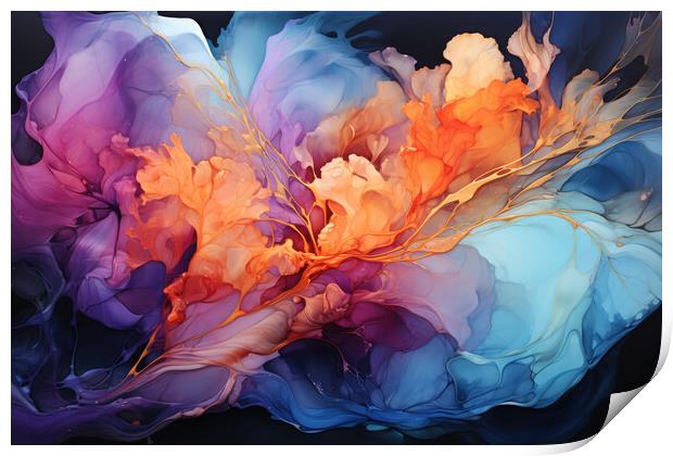 Elegant Fluid Acrylics - abstract background composition Print by Erik Lattwein