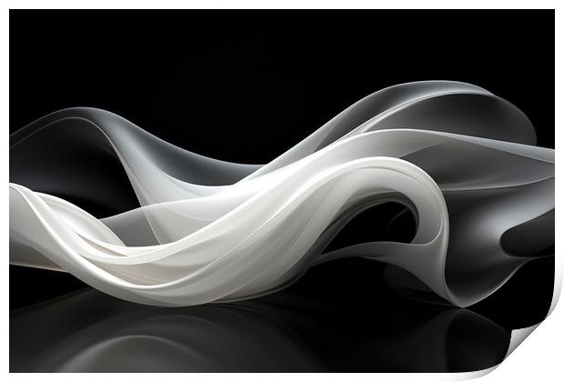 Elegant Monochrome Abstract art with elegant forms - abstract ba Print by Erik Lattwein