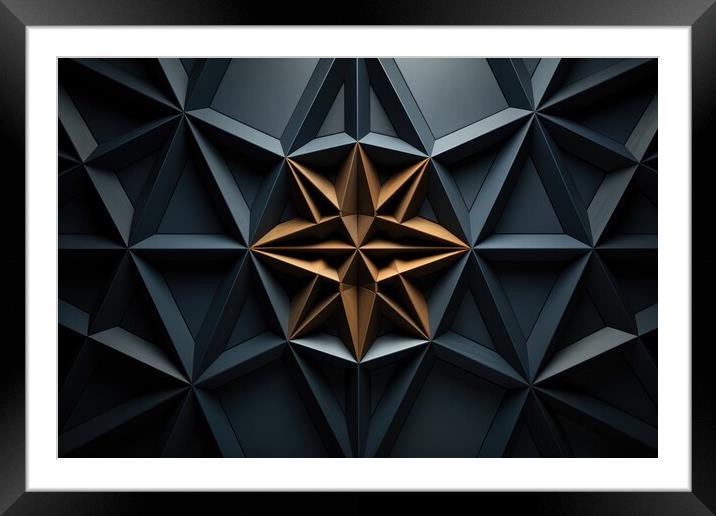 Geometric Harmony Symmetrical geometric shapes - abstract background composition Framed Mounted Print by Erik Lattwein