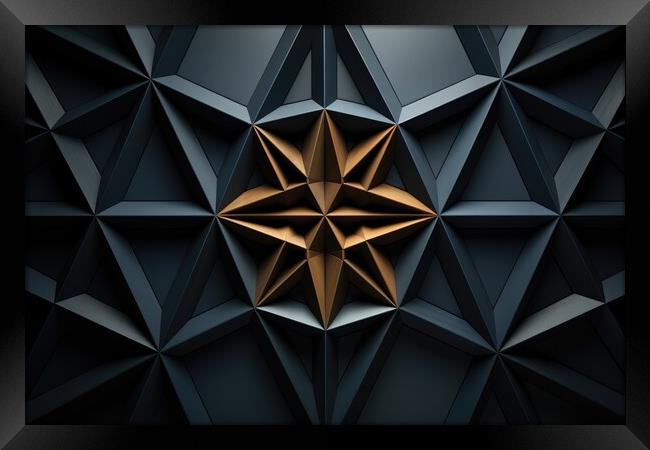 Geometric Harmony Symmetrical geometric shapes - abstract background composition Framed Print by Erik Lattwein