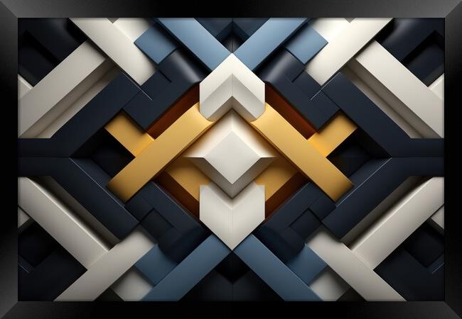 Geometric Harmony Symmetrical geometric shapes - abstract background composition Framed Print by Erik Lattwein