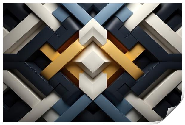 Geometric Harmony Symmetrical geometric shapes - abstract background composition Print by Erik Lattwein