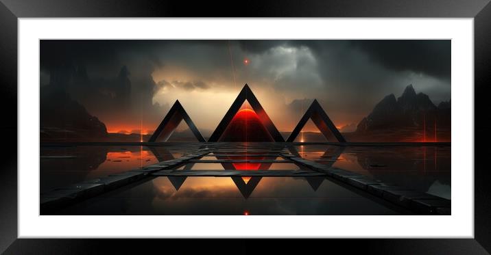 Geometric Serenity Minimalistic symmetrical geometric - abstract background composition Framed Mounted Print by Erik Lattwein