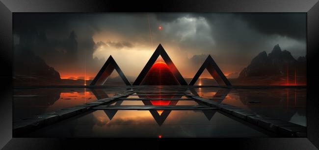 Geometric Serenity Minimalistic symmetrical geometric - abstract background composition Framed Print by Erik Lattwein