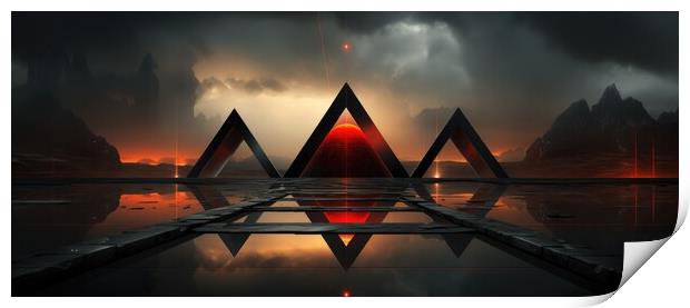 Geometric Serenity Minimalistic symmetrical geometric - abstract background composition Print by Erik Lattwein