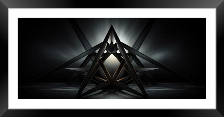 Harmonious Geometric Precision Symmetrical geometric - abstract background composition Framed Mounted Print by Erik Lattwein