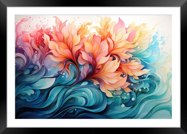 Harmonious Watercolor Whirls Delicate watercolor swirl - abstrac Framed Mounted Print by Erik Lattwein