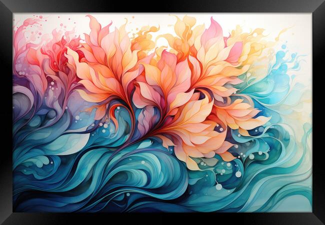 Harmonious Watercolor Whirls Delicate watercolor swirl - abstrac Framed Print by Erik Lattwein