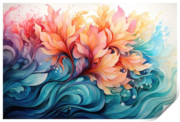 Harmonious Watercolor Whirls Delicate watercolor swirl - abstrac Print by Erik Lattwein