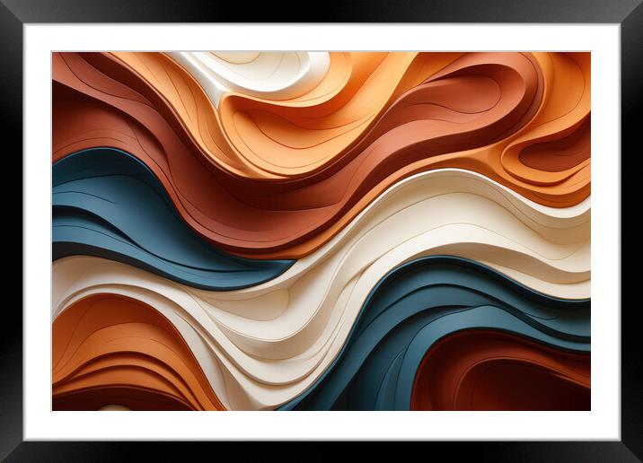 Harmony of Curves Smooth curves in earthy shades - abstract back Framed Mounted Print by Erik Lattwein