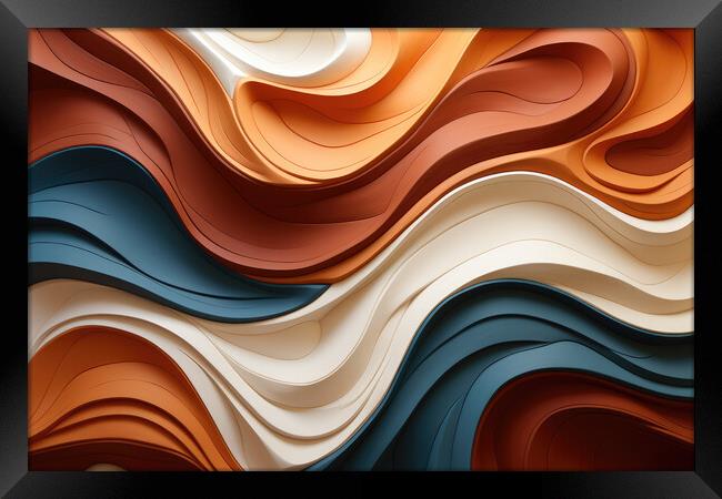 Harmony of Curves Smooth curves in earthy shades - abstract back Framed Print by Erik Lattwein
